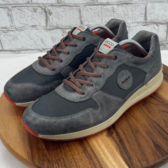 ECCO Speed Hybrid Mens 10/44 Wide Gray Orange Leather Spikeless Golf Shoes - Picture 1 of 16
